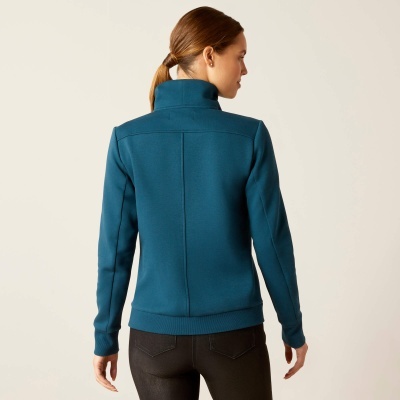 Camisola azul turquesa de gola alta vista de costas