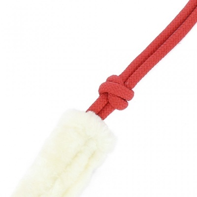 Corda vermelha com nó e tira felpuda branca