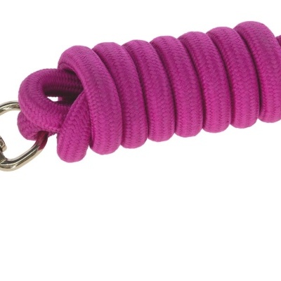 Trela para animais fúcsia com gancho metálico e couro castanho