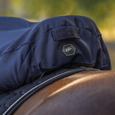 Cobertor de cavalo azul escuro com logo QHPA