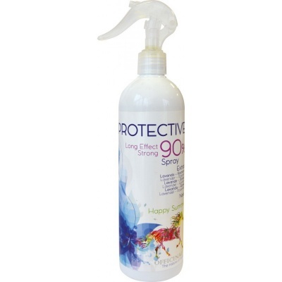 Frasco branco de spray PROTECTIVE 90% com pulverizador e design colorido