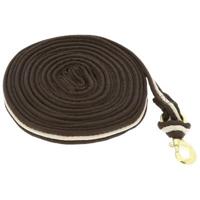 Trela para cães castanha e branca com gancho metálico