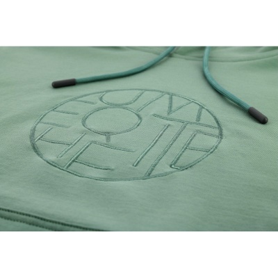 Sweatshirt verde com capuz e logótipo bordado circular