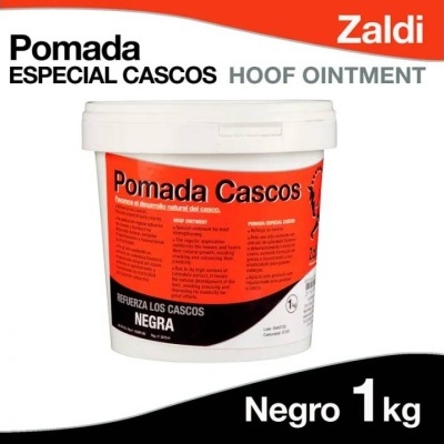 Recipiente branco de 1 kg de pomada para cascos Zaldi, especial cascos negra