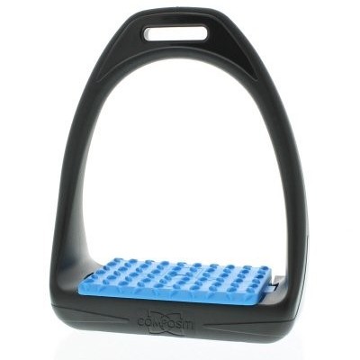 Estribo de equitação negro com base azul antiderrapante