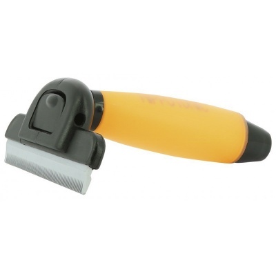 Raspa de pêlos para animais com cabo amarelo e preto