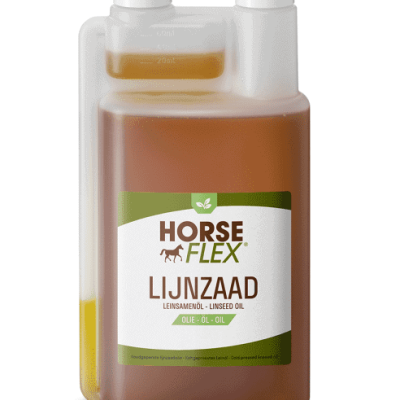 Frasco plástico com óleo LINSEED da marca HORSE FLEX
