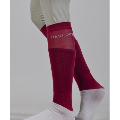 Meias bicolores branco e vermelho com marca HARCOUR