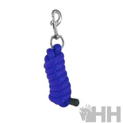 Corda azul para cavalo com gancho metálico e nó preto