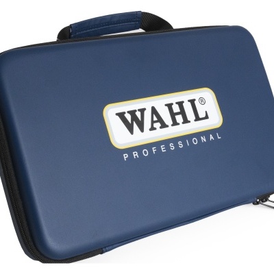 Estojo rígido azul escuro com logotipo WAHL PROFESSIONAL