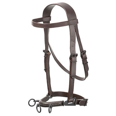 Cabresto de cavalo em couro castanho com metal