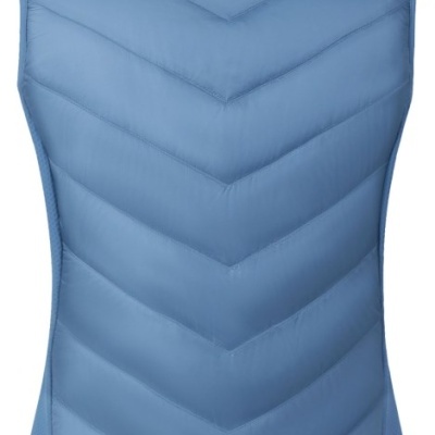 Colete azul claro acolchoado com padrão em V e gola alta
