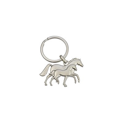 Porta-chaves metálico com dois cavalos prateados