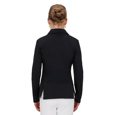 Casaco de equitação feminino preto visto de costas
