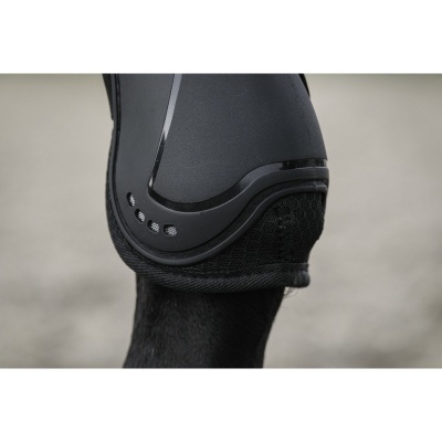 Protetor para perna de cavalo preto com tecido de malha