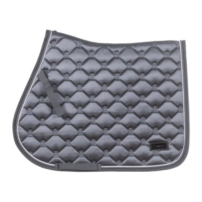 Alforge cinzento almofadado com padrão quadrado e etiqueta Pikeur