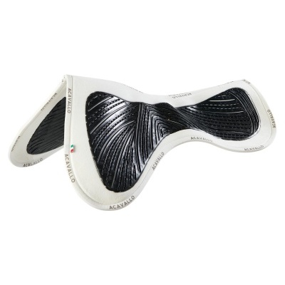 Sela para cavalo em branco e preto com textura e bordas com texto ACAVALLO