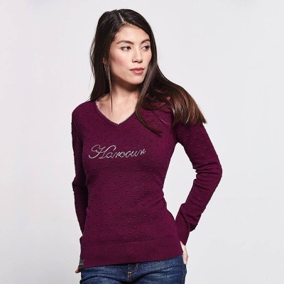 Camisola feminina vinho com texto 'Harbour'