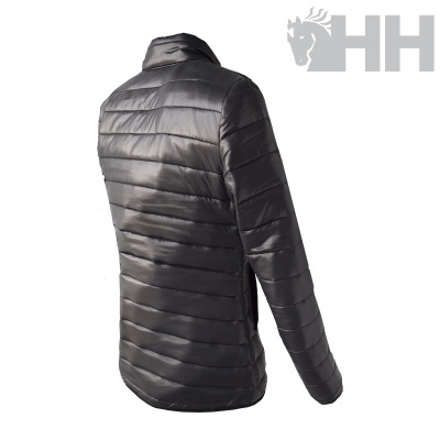 Casaco acolchoado preto com logotipo cinza HH