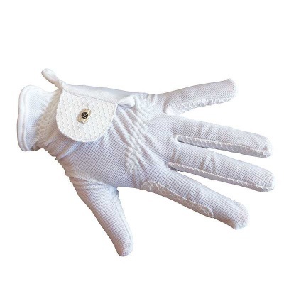 Luvas desportivas brancas em tecido com fecho de aba com botão metálico