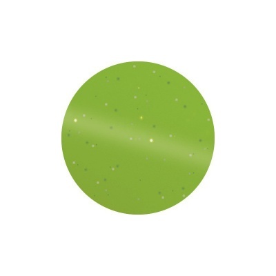 círculo verde com pontos brilhantes prateados e dourados