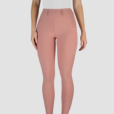 Leggings femininas rosa claro com bolso lateral