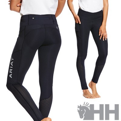 Leggings pretas com bolso e padrão de malha