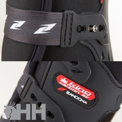 Bota preta de patins ou snowboard com alças ajustáveis cinza e etiqueta vermelha ZANDONA