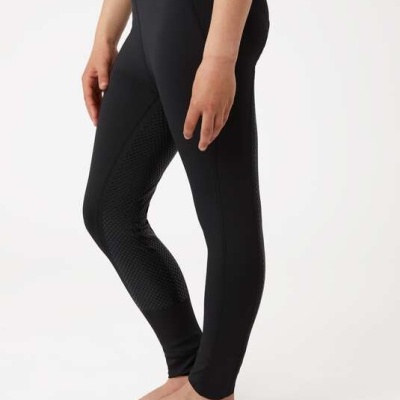 Leggings pretas com padrão texturizado e cintura elástica