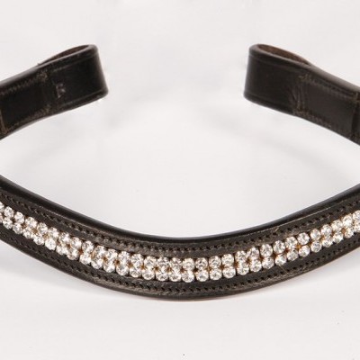 Cabeçada de cavalo em couro preto com pedras brilhantes