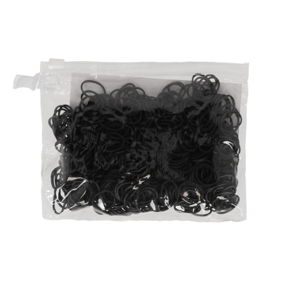 Saco transparente com elásticos de cabelo pretos
