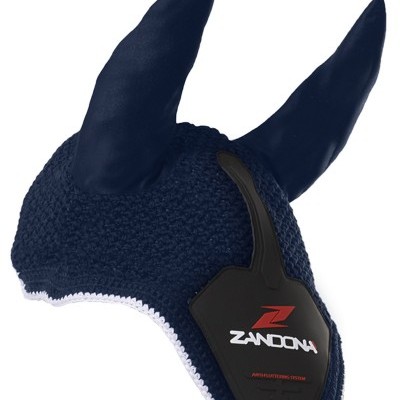 touca para cavalo azul escura com orelhas e placa ZANDONA