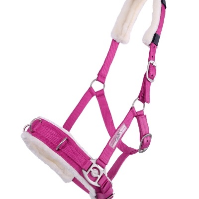 Cabresto de cavalo cor-de-rosa com forro branco acolchoado