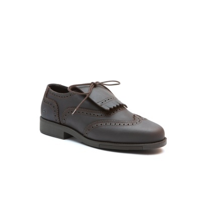 Sapato masculino castanho em pele com detalhes brogue e atacadores