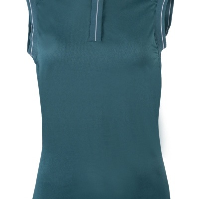 T-shirt tipo polo feminina azul sem mangas