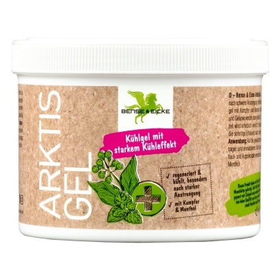 Frasco de gel Artkis com rótulo castanho e texto em alemão