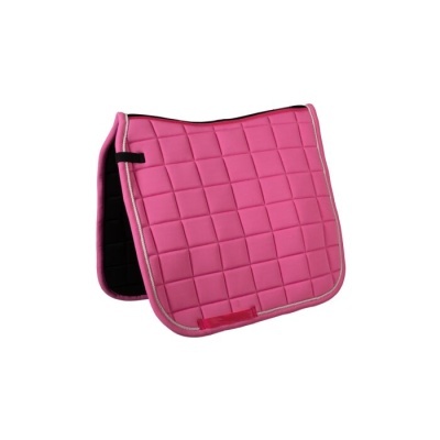 Tapete de sela para cavalo rosa acolchoado com contorno prateado