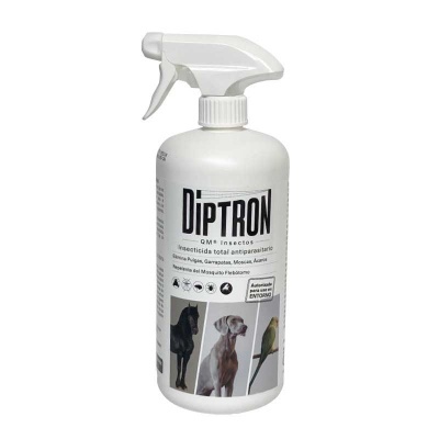 Frasco branco Diptron QM Insectos inseticida para cães e aves