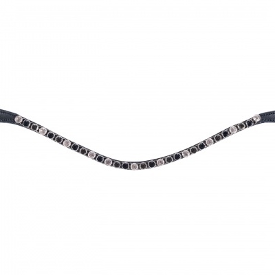 Frente de cavalo preta com cristais sobre fundo branco