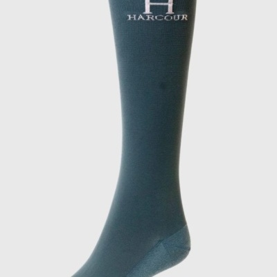 Meia azul escura com logótipo HARCOUR bordado branco