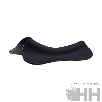 Suporte para sela preto texturizado para doma, sobre fundo branco com logo HH