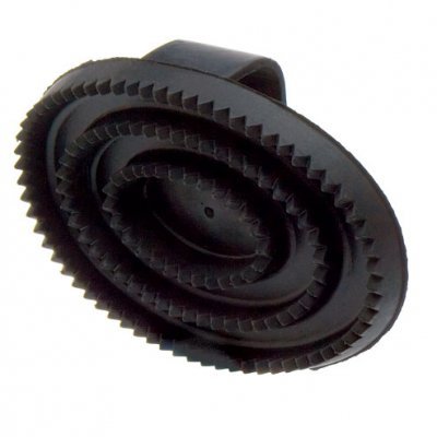 Escova de limpeza preta oval com dentes pequenos e densos