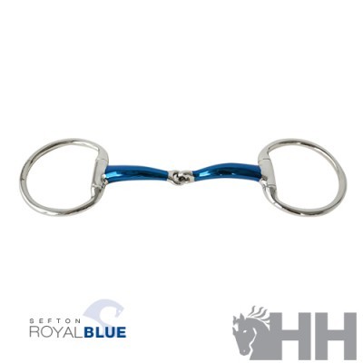 Freio de cavalo Sefton Royal Blue azul metálico com anéis prateados