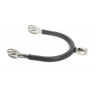 Espera metálica prateada com base preta sobre fundo branco