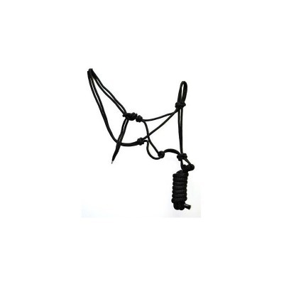 Cabresto de corda preto com corda enrolada