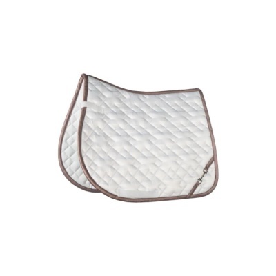 Par de mantas de sela brancas com acabamento castanho e textura acolchoada