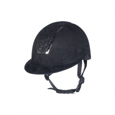 Capacete de equitação preto com detalhes brilhantes