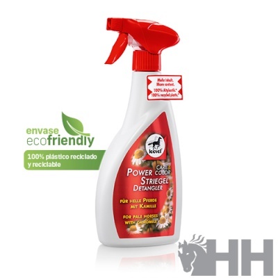 Spray branco e vermelho para desembaraçar cabelo de cavalos com selo ecológico