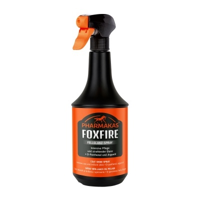Frasco de spray preto com etiqueta laranja e preta PHARMAKAS FOXFIRE