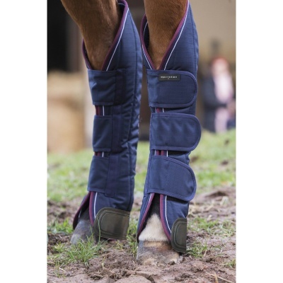 Botas protectoras azuis para patas de cavalo com fechos de velcro